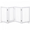 Pawhut Wooden Dog Gate, 4 Panel 36\"tall Foldable Pet Gate With 2 Support Feet For Medium And Large Dogs, For Stairway, Doorway, Hallway, White