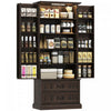 HOMCOM 72\" Kitchen Pantry Cabinet with LED Light and Door Shelves, Brown