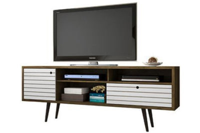 Manhattan Comfort Liberty 70.86" Mid-Century Modern TV Stand with 4 Shelving Spaces & 1 Drawer - Rus|Meuble pour téléviseur Liberty de Manhattan Comfort de 70,86 po de style moderne du milieu du 20e si