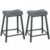 HOMCOM Bar Stools Set of 2 Velvet Upholstered Counter Height Barstools Grey