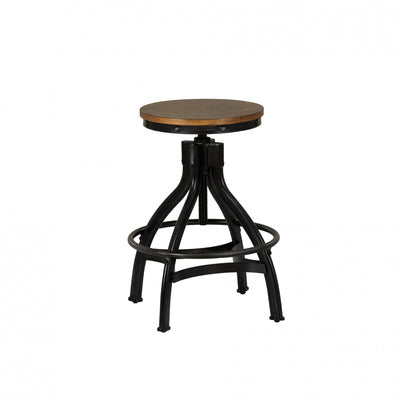 Hawkford Brown Adjustable Height Backless Barstool - Set of 2|Tabouret Hawkford à hauteur réglable brun sans dossier - ensemble de 2