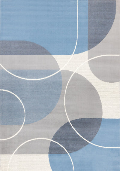 Forte Blue Grey White Half-Circles Geometric Area Rug - 7'9" x 10'6"|Carpette Forte bleue, grise et blanche à motif géométrique de demi-cercles - 7 pi 9 po x 10 pi 6 po