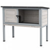Pawhut Wooden Rabbit Hutch Bunny Small Animal House With Openable Asphalt Roof, Slide-out Tray, Indoor/outdoor, Light Grey