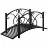 Outsunny Garden Bridge 3.3', Floral Pond Bridge With Safety Railings Black