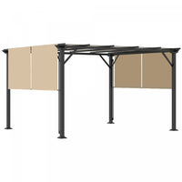 Outsunny 10' X 12' Retractable Pergola Canopy, Outdoor Gazebo With Sun Shade Canopy And Steel Frame,