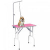 Pawhut 32in Foldable Dog Grooming Table For Small Dogs, Pet Grooming Table For Dogs Cats With Adjustable Arm, Non-slip Surface, Pink