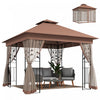 Outsunny 10' x 10' Patio Gazebo, Outdoor Gazebo Canopy, Dark Brown
