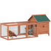 PawHut 72\" Chicken Coop, Wooden Hen House for 2 Chickens, Poultry Cage with Run, Nesting Box, Removable Tray, Waterproof Roof, Ramp, Perch,Duck House Rabbit Hutch, Orange