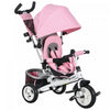 Qaba 6 In 1 Toddler Tricycle, Kids Trike With Foldable Canopy, Removable Parent-push Handle And Cover, Storage Basket, 5-point Safety Belt, For Child 1-5 Years, Pink