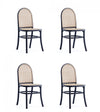 Paragon Industry Chic Cane Back Wood Upholstered Dining Chair in Black and Gray - Set of 4