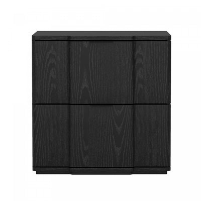 Clive Mid-Century Modern 22" Nightstand in Black (2-Drawer) | Table de nuit Clive style milieu du siecle 56 cm en noir (2 tiroirs)