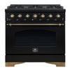 Forno Antico 36\" Dual Fuel Gas Range, Black, 4.5 cu.ft. - FFSGS6113-36BLK