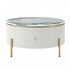 Nelson 31.5\" Modern Round Coffee Table With 2 Storage Drawers, Off White