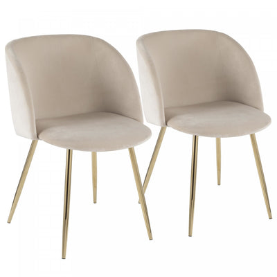 LumiSource Fran Cream Velvet Contemporary Dining Chair - Set of 2|Chaise de salle à manger contemporaine Fran en velours crème - ensemble de 2