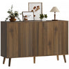 HOMCOM Sideboard, Fluted Buffet Cabinet with Adjustable Shelves, Dark Brown