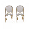 Julien Faux Ratten and Aluminum French Bistro Chairs, Set of 2 - Black and White
