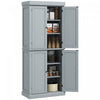HOMCOM Freestanding 4 Door Kitchen Pantry Cabinet with Shelves Grey