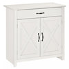HOMCOM Farmhouse Sideboard, Buffet Cabinet with Barn Door, Distressed White