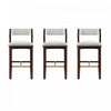 Patricia Modern Wood Upholstered Barstool in White Glacier - Set of 3