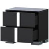 Nova Elegant Nightstand with Metal Foot and Mirrored Drawers, Black