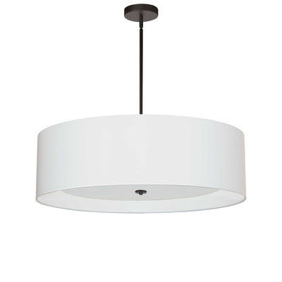 Dainolite Helena 4 Light Pendant 30" Dia Matte Black Finish White Shade White Diffuser Lamp|Luminaire suspendu Helena de Dainolite de 30 po de diamètre avec abat-jour blanc qui diffuse la lumière, fini noir mat et 4 ampoules