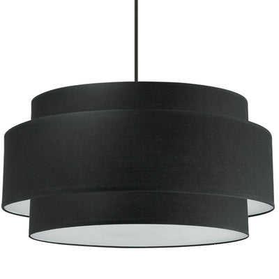 Dainolite Priya 4 Light Chandelier Large Matte Black Black/White Shade Lamp|Grand lustre Priya de Dainolite avec abat-jour noir et blanc, fini noir mat et 4 ampoules