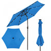 Costway 9FT Patio Solar Umbrella LED Steel Tilt W/ Crank Blue