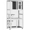 Pawhut 74\" Wooden Outdoor Cat House Weatherproof & Wheeled, Catio Outdoor Cat Enclosure With High Weight Capacity, Kitten Cage Condo, White