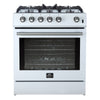Forno Leonardo Espresso 30\" White Gas Range, 5 cu.ft Convection Oven-FFSGS1116-30WHT