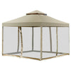 Costway 2-tier 10'x10' Gazebo Canopy Shelter Awning Tent Patio Garden Screw-free Structure Brown