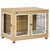 Pawhut Pet Crate End Table With Soft Cushion, Double-door Dog Crate Furniture For Medium Large Dogs, Wooden Wire Pet Kennel For Indoor Use