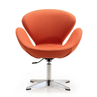 Manhattan Comfort Raspberry Polished Chrome Wool Blend Adjustable Swivel Chair - Orange|Chaise pivotante réglable Raspberry de Manhattan Comfort en chrome poli et en mélange de laine - orange
