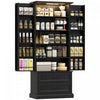 HOMCOM 72\" Kitchen Pantry Cabinet with LED Light and Door Shelves, Black