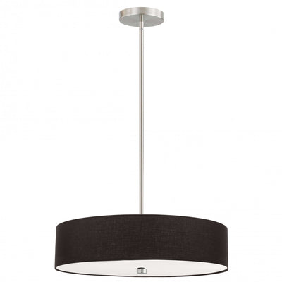 Dainolite Everly 4 Light Pendant Satin Chrome Finish Black Shade Lamp|Luminaire suspendu Everly de Dainolite avec abat-jour noir, fini chromé satiné et 4 ampoules