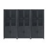 Jodie Mid-Century Modern 31\" Bookcase Cabinet in Charcoal Gray (6-Shelf) - Set of 3
