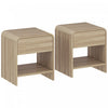 HOMCOM Nightstand Set of 2, Bedside Table with Rounded Corners, Natural