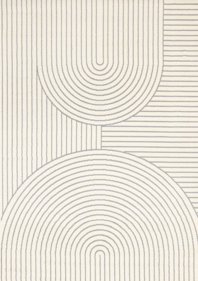 Forte White Grey Curved Arches Indoor Area Rug - 4'7" x 6'7"|Carpette Forte blanche et grise à motif d’arches courbées pour l’intérieur - 4 pi 7 po x 6 pi 7 po