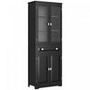HOMCOM 63\" Kitchen Pantry Storage Cabinet w/Adjustable Shelves Glass Door