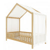 Paul Montessori Floor Bed with Canopy and High Railings,Twin Size,Natural Twin Bed