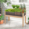 Costway Raised Wooden Garden Bed 31\" Elevated Planter Box Plant Terrarium With Drain Holes