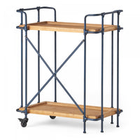 Daniel Wood And Metal Bar Cart With 2-tier Mobile Serving Storage - Antique Black