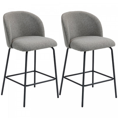 HOMCOM 27" Counter Height Modern Bar Stools Set of 2 with Back, Dark Grey