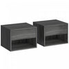HOMCOM Floating Nightstand Set of 2 with Drawer and Shelf, Grey