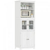 HOMCOM 63\" Freestanding Kitchen Pantry Food Storage Cabinet Shelves White