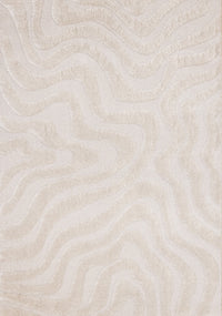 Lincoln Modern Luxurious Plush White Curves Area Rug - 7'10