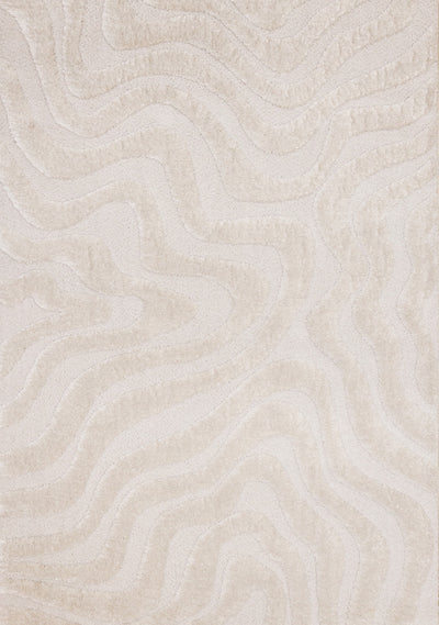 Lincoln Modern Luxurious Plush White Curves Area Rug - 7'10" x 11'2"|Carpette moderne, luxueuse et moelleuse Lincoln blanche à motif de courbes - 7 pi 10 po x 11 pi 2 po
