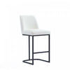 Serena Modern Metal Upholstered Counter Stool in White Armoire