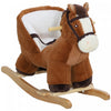 Qaba Baby Rocking Horse, Plush Animal Rocker For Toddlers Aged 18-36 Months, Stuffed Ride Toy With Sounds, Seat Belt, Brown