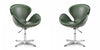 Raspberry Modern Upholstered Swivel Lounge Chair in Forest Green - Set of 2 Accent Chair