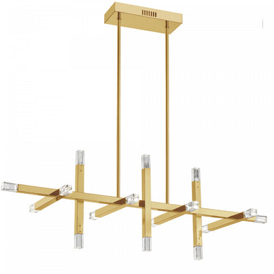 Dainolite Francesca Horizontal Chandelier 48w Aged Brass Acrylic Diffuser Lamp|Lustre horizontal Francesca de Dainolite en acrylique qui diffuse la lumière, avec fini laiton vieilli et ampoule de 48 W